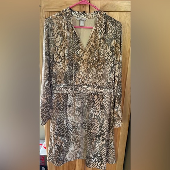 H&M Dresses & Skirts - H&M Snake Print Dress - Brown and Cream